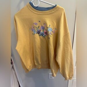 Yellow Grandma Sweatshirt with Floral Details